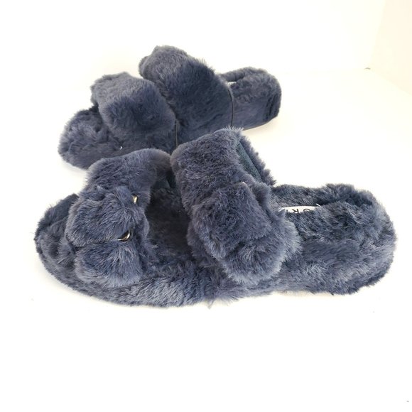 Torrid Slip On Fuzzy Slippers Double Band Faux Fur House Shoes Size 8 - Picture 13 of 13